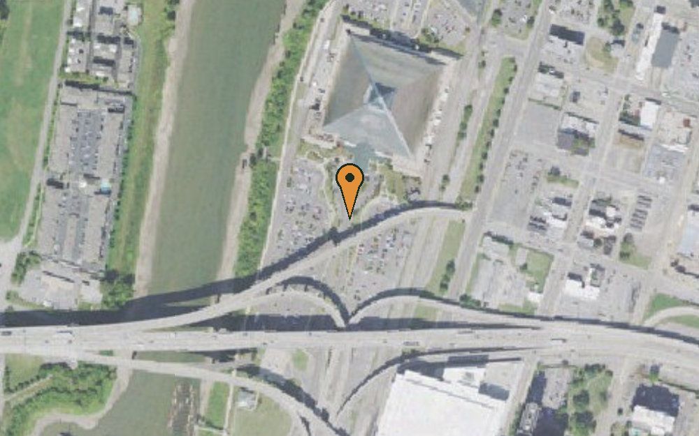 Aerial view of Bass Pro Shops at the Pyramid