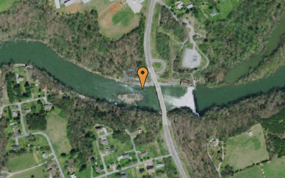 Aerial view of Davy Crockett Dam Canoe Access