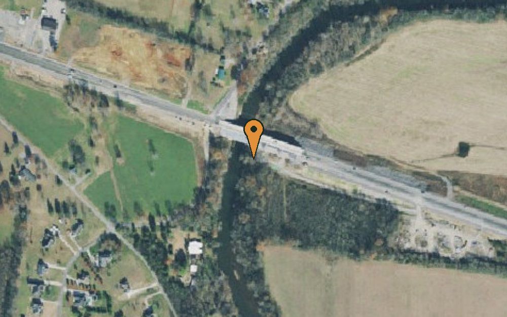 Aerial view of Mullins Mill Bridge