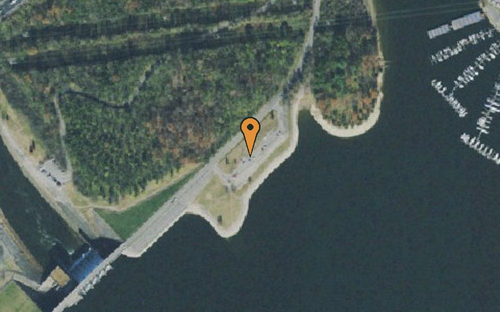 Aerial view of Nashville Shores side Percy Priest Dam