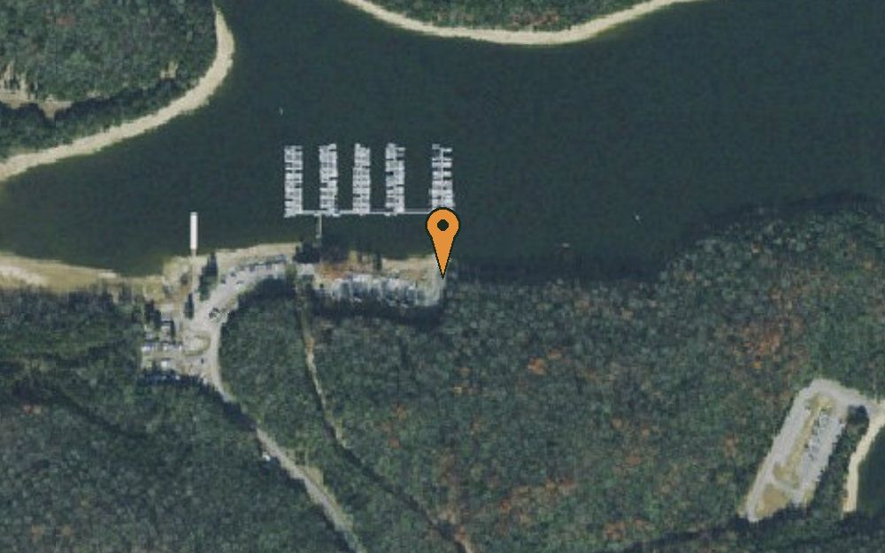 Aerial view of Percy Priest Marina and Yacht Club